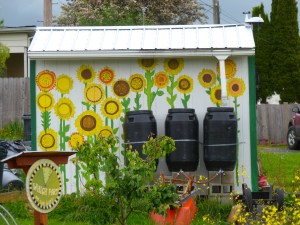Garden shed at Lincoln Elementary painted by sixth graders 2011
